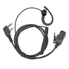 HYS 双向无线电对讲机耳机，C 型耳挂，柔软舒适，红色耳塞设计，外观更美观，带 PTT 麦克风的双向无线电耳机，兼容宝峰、建林、普信、林顿、威尔维、沃讯对讲机