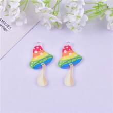 10 件彩虹蘑菇游戏机亚克力吊坠，适合 DIY 项链、手链、耳环、钥匙扣首饰制作