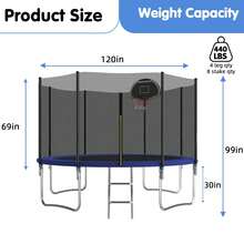 10FT Outdoor Tranpoline For Kids And Adults,Tranpoline Weight Capacity 440LBS With Safety Enclosure Net, Backyard Tranpoline For Family - Out Net - View 2