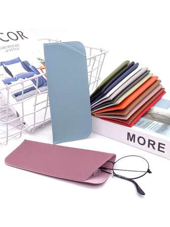 Portable Black Soft PU Leather Glasses Bag Eyeglasses Storage Pouch Women Sunglasses Protective Bag,Holiday Use Glasses Pouch Simple Sunglasses Protective Container Reading Glasses Storage Bag