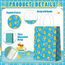 6/12/24pcs Duck Paper Bags With Handles, Rubber Duck Gift Bags, Party Favor Boxes, Birthday Supplies, Blue - Multicolor - View 2