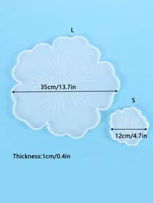 1 Pc Resin Tray Mold And Coaster Molds Large/ Small For Resin Casting, Flower Shape Epoxy Resin Casting Molds For DIY, Home Decoration - White - View 2