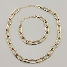 1pc Minimalist Metal Chain Bracelet, 1pc Minimalist Metal Chain Necklace Set