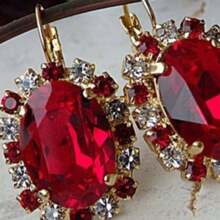 Cercei placați cu aur de 14K, cu zirconiu cubic roșu și design floral, bijuterii boho sexy placate cu cupru și argint, cadou de călătorie pentru femei - Aur - Vizualizare 3