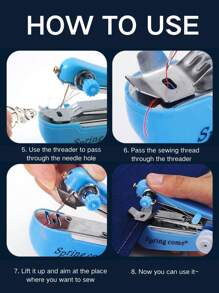 1pc Multicolor Portable Mini Handheld Manual Sewing Machine, Multifunctional For Home Use