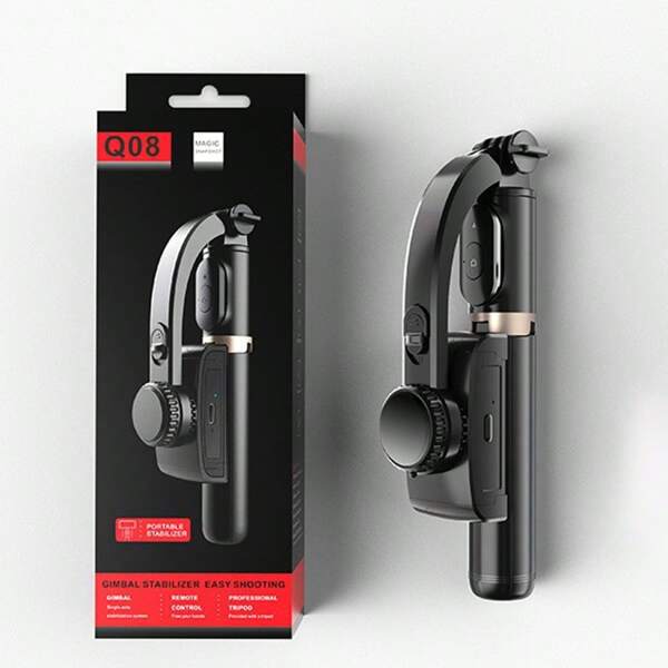Estabilizador de telefone portátil Q08 com tripé estável de 1 eixo para telefone com controle remoto, gimbal estabilizador e bastão de selfie.