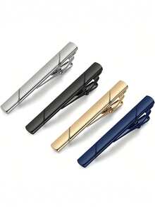 4件套缎面领带夹礼盒装，高端时尚商务婚礼伴郎正式领带夹，男士饰品 - 4pcs(附禮盒) - 查看 2