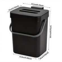 Kitchen Countertop Compost Bin, Hanging Small Trash Can With Lid, Suitable For Kitchen And Bathroom, Can Install Compost Bucket, Black