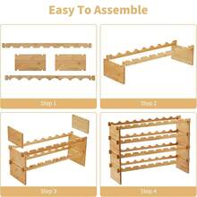 Stackable Modular Wine Rack For 36/48/72 Bottles, Wooden Wine Storage Rack, Bamboo Wine Display Racks, Wobble-Free Wine Holder, Freestanding Floor Wine Bottle Rack For Bar And Cellar - Khaki - View 8