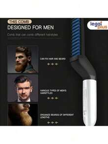 Hair Straightener Portable Comb For Men's Hair And Beard Electric Comb Straightening Brush - 黑色 - 查看 4