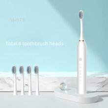 Cepillo de dientes eléctrico multifunción de 6 velocidades, cepillo de dientes automático para adultos, con 4 cabezales de cepillo, equipado con temporizador inteligente de 2 minutos y recordatorio de cambio de zona de 30 segundos, recargable por USB a prueba de agua, adecuado para uso doméstico o de viaje.