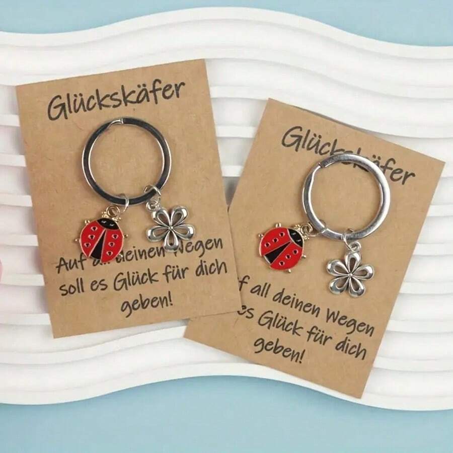 1 件/2 件，瓢虫和花朵钥匙扣，好运钥匙扣，可爱钥匙扣礼物，适合最好的朋友和家人汽车配件哥特 Y2k