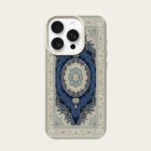 1pc Vintage Blue Floral Pattern Full Screen TPU Phone Case Compatible With Apple/ Phones,International Version, Not The Domestic Version - White - View 5