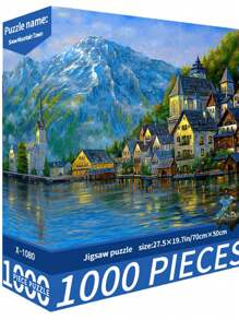 1 Box Architectural Landscape Pattern 1000pcs Jigsaw Puzzle, 50 * 70cm / 19.7 * 27.6 Inches, Puzzle Craft, Mosaic Decor Wall Art, Suitable For Beginners, Large Art Decoration, Suitable For Home, Living Room, Office Decor, Mother's Day, New Year, Easter Gift