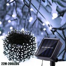 Solar LED String Lights For Outdoor Garden Decoration, Solar Fairy Lights 5m/7m/12m/22m & 20/50/100/200 LEDs,Waterproof IP65 With Twinkling 8 Lighting Modes,Solar-Powered Light String With Light Sensor Control For Christmas ,Party ,Halloween, Camping , Wedding, Plant Pot, Garden Decorations (White/Multicolor/Warm White/Purple)