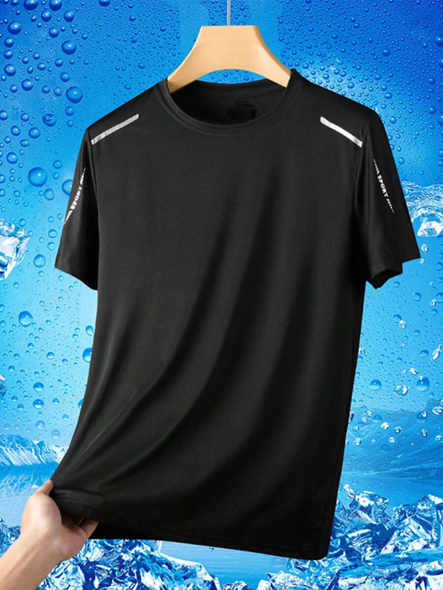 1 buah Kaos Petualangan Pria Cepat Kering, Perlindungan Matahari UPF, Cocok untuk Lari dan Mendaki di Luar Ruangan, Kaos Olahraga Paskah - Hitam - View 1