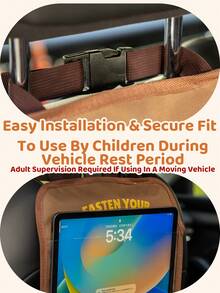 1 Pack Kids Car Backseat IPad Holder – Hands-Free Tablet Mount With Touchscreen Pockets For Healthy Viewing And Travel Entertainment - Brown - View 7