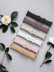 Set de 6 pulseras para Apple Watch (para mujeres), de material de silicona, con un diseño elegante, ligero y de moda, correa de reloj de silicona vívida, compatible con Apple Watch en tallas 44mm/45mm/46mm/49mm/42mm/40mm/38mm/41mm, adecuado para las series Ultra 10/9/8/SE/7/6/5/4/3/2/1, con un estilo minimalista y de lujo, fresco y transparente para el verano, accesorio de Apple Watch - 42/44/45/46/49 mm - Ver 2