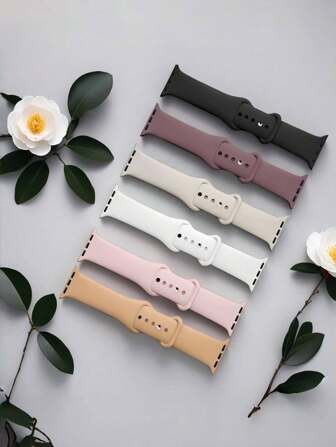 6 条 Apple Watch 表带（女士款），硅胶材质，时尚设计，轻巧时尚，彩色硅胶表带，兼容 Apple Watch 44mm/45mm/46mm/49mm/42mm/40mm/38mm/41mm 尺寸，适用于 Ultra 10/9/8/SE/7/6/5/4/3/2/1 系列，极简主义和奢华的 Ins 风格，清新透明的感觉，Apple Watch 配件