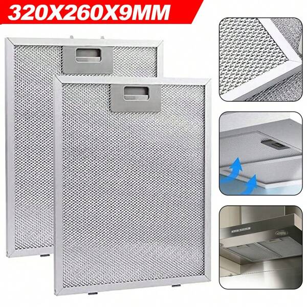 2x Filter For Range Hood Aluminized Grease Parts Replacement Silver 320X260x9mm