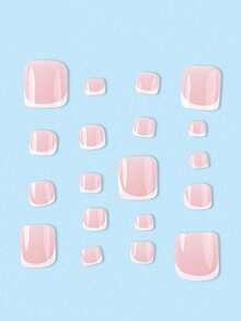 Transform Your Nails With 120Pcs/ Box Square Shape Fake Toenails Fashion Retro Nude White Base Piece Clouds White Fine Edge French Fake Toe Nail Set Premium Elegant Cream French Full Cover Fake Toenails Kit For Women And Girls Press On Nails Nail Supplies Nails - White - View 4