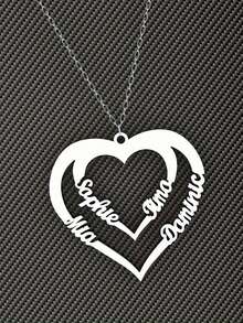 Custom Family Love Engraved Stainless Steel Pendant Necklace, Elegant Design For Daily Wear, Mother's Day Gift, Valentine's Day Gift, Family Member Memorial, Thanksgiving Christmas Home Decor - Multicolor - View 3