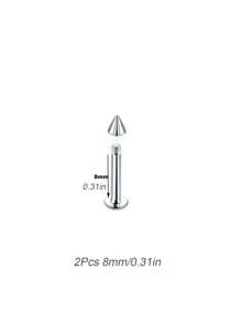 2Pcs Set Of Pointed Lip Studs Snake Bite Stainless Steel Spiral Perforated Ear Cartilage Earrings Ear Studs Body Accessories Punk Style 16G 12mm