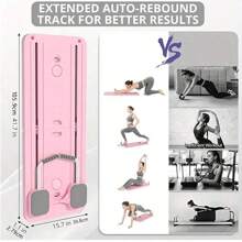 5-In-1 Foldable Pilates Board - Portable Multipurpose Resistance Trainer With Resistance Bands And Handles, Purple. It Is An Ideal Choice For Core Strength, Muscle Toning And Flexibility Training