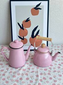 1 件粉色少女咖啡壶，家用厨房可明火加热咖啡壶和茶壶，节日派对，户外野餐便携式咖啡壶 - 粉色 - 查看 11