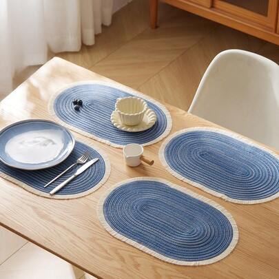 1/2/4/6/8 件简约渐变色牛奶咖啡椭圆形涤纶餐垫