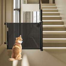 Retractable Gate 0-150 Cm, Extendable Child Gate, One-Handed Dog Gate, For Stairs, Hallways, Kitchen, Indoors And Outdoors - 黑色 - 查看 7