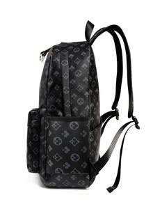 Mochila elegante para hombres con estampado de flor de ciruelo, diseño floral retro geométrico, bolsa de ordenador impermeable de PU grueso, mochila escolar de gran capacidad para universidad, viajes de negocios, uso diario casual, regalo para hombres (adecuado para la temporada de vuelta al colegio) - Negro - Ver 8
