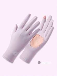 Easypie Selection 女士冰丝露指防晒手套 - 防紫外线和触摸屏，透气夏季驾驶运动手套 - 露指手套 - 查看 5