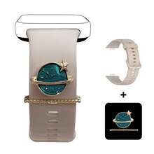 3PCS Little Boy Planet Spaceship Series Decorative Ring+Quick Release Strap Bracelets Compatible With Huawei Watch Fit 3 4 Silicone Band Strap Compatible With HUAWEI FIT 4 Pro - one-size - View 18