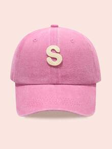 1pc Kids' Washed Baseball Cap With 26 Letters, Suitable For Outdoor Activities, Sun Ion, Daily Wear, Boys & Girls - Water Soluble-pink Washed Baseball Cap - View 28