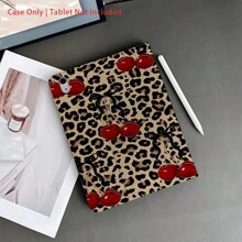 豹纹印花背景，饰以红色樱桃和黑色蝴蝶结图案 - 时尚复古平板电脑保护套，带笔槽，兼容 iPad 10.9/10.2/Air 第五代/Pro 11/第十代/9.7/Air 2/iPad（第七代）/iPad（第八代）/iPad Air 4/5/iPad Pro 11/iPad 第十代 10.9 英寸（2022 款）智能保护套/iPad Air 13（M3 2025 款）/iPad Air 11（M3 2025 款）/iPad Air 11（M3 2025 款）/iPad 11（A16 2025 款）/Galaxy Tab S10+/S9/A9，具备自动休眠/唤醒功能 - 彩色 - 查看 5