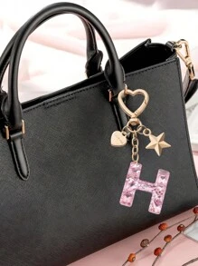 1pc Cute Bling Keychain Initial Letter Butterfly Star Pink Gift For Women Girls Bag Purse Handbags School Bag Car Key Cup Charms Accessories Car Accessories Goth Y2k