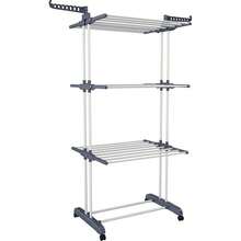 1 pieza Toallero de pie de 4 niveles de tubo de hierro, gris o azul, secadora plegable de varios niveles, regalo para vacaciones de verano - Multicolor - Ver 6