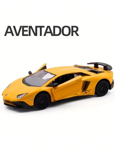 Lamborghini 1:36 比例压铸兰博基尼 Aventador - 哑光黄色，后轮驱动，滑行平稳，可开启车门，精细复制，适合男孩和女孩的玩具，收藏品和装饰品，圣诞节、万圣节、生日礼物