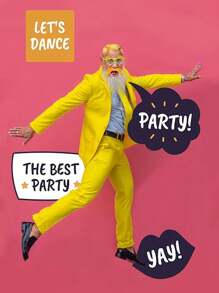 黄色胡子和眉毛假胡须成人，角色扮演万圣节服装配饰，男女趣味派对配饰 - 彩色 - 查看 6