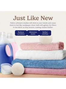 Pacote com 6 bolas para secadora de tambor - Bolas de lã orgânica reutilizáveis feitas à mão para lavar roupas, adequadas para máquinas de lavar, reduzindo o tempo de secagem e os vincos, com amaciante de roupas com fragrância natural para roupas, utensílios para lavanderia, secadora de roupas, acessórios para banheiro, itens essenciais para a casa, materiais de volta às aulas, presentes de Natal