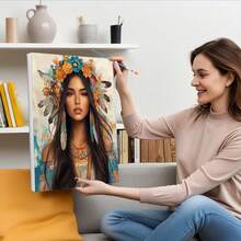 1 件数字绘画人物与花绘画数字绘画家居墙壁礼物 40x50 厘米/16x20 英寸无框