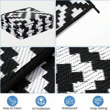 Reversible Mats, Plastic Straw Rug, Modern Area Rug, Large Floor Mat And Rug For Outdoors, RV, Patio, Backyard, Deck, Picnic, Beach, Trailer, Camping, Black & Beige, 8' X 10' - Màu be đậm - Xem 4