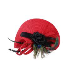 羽毛头饰帽子 女式头饰 茶会头饰 带夹子 德比帽 适合女孩和女士 万圣节