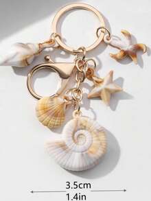 1 件男女通用金属贝壳钥匙扣 DIY 海星贝壳吊坠时尚精致包饰沙滩包沙滩配件度假背包装饰钥匙扣适用于包包汽车配件女士