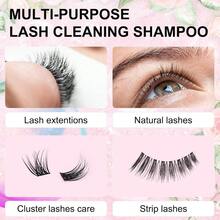 MLash Shampoo Kit For Lash Extensions Eyelash Extension Cleanser Lash Cleaner Lash Cleaning Kit For Cluster Lashes Lash Bath With Makeup Pad+ Brush+Rinse Bottle Oil Free Foam8001 - #5-IN-1 - View 5