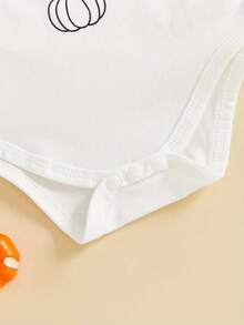 Mono de manga corta con cuello redondo y estampado de letras de Acción de Gracias para bebés y niñas - Blanco - Ver 8