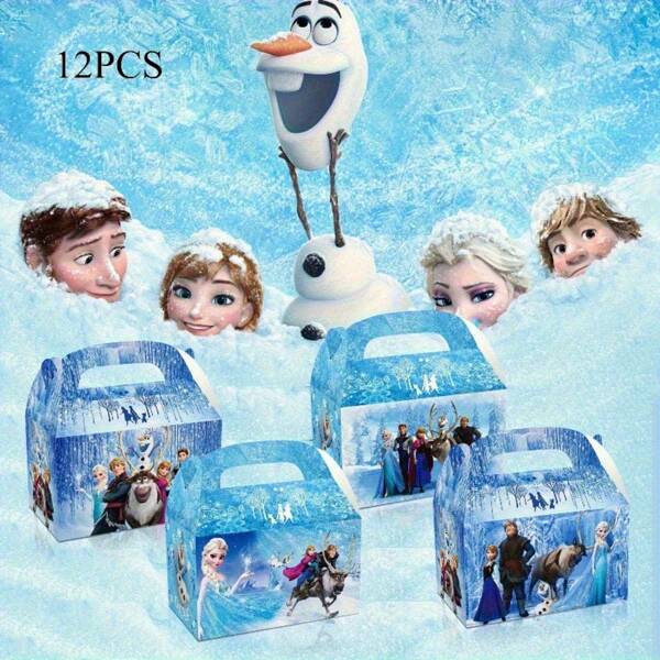 Disney 4/12pcs Disney Frozen Theme Gift Boxes - Assorted Colorful Patterns - Perfect For Party Favors, Birthday Gifts And Gift Wrapping, Home Decorations, Birthday Decorations, Birthday Party Decorations, Back To School Season, Party Supplies, Party Decorations, Wedding Decorations, Wedding Season, Must-Have Party Decorations For Disney Fans Party