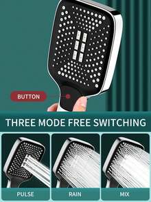 1pc High Pressure Square Shower Head, High Water Flow Rate, Suitable For Home Bath, Water Heater Use