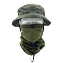 British SAS Short Brim Boonie Hat MC Dark Night Tactical Camouflage Sun Protection Hat Outdoor Hiking Sunshade Round Edge Bucket Hat (Hat And Mask ) - Multicolor - View 14